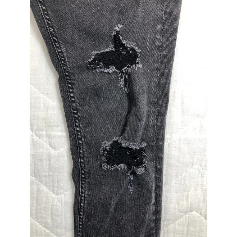 Vigoss Jeans Women's Size 25x27 Denim Black The Thompson Tomboy Distressed 26x27
